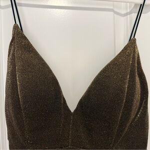 Entry Gold-Black Metallic Maxi Dress with Thin Straps